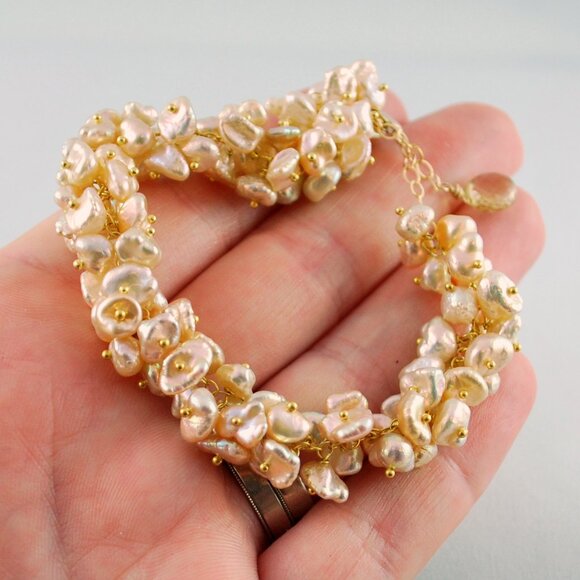 Champagne Pearl Cluster Bracelet in Gold - Picture 3 of 5